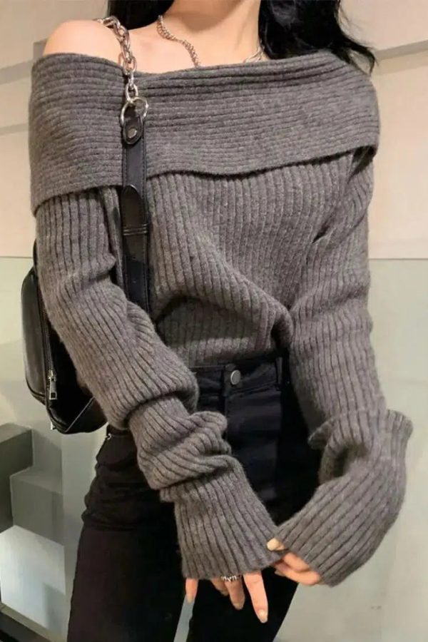 Casual Off Shoulder Knitted Sweater