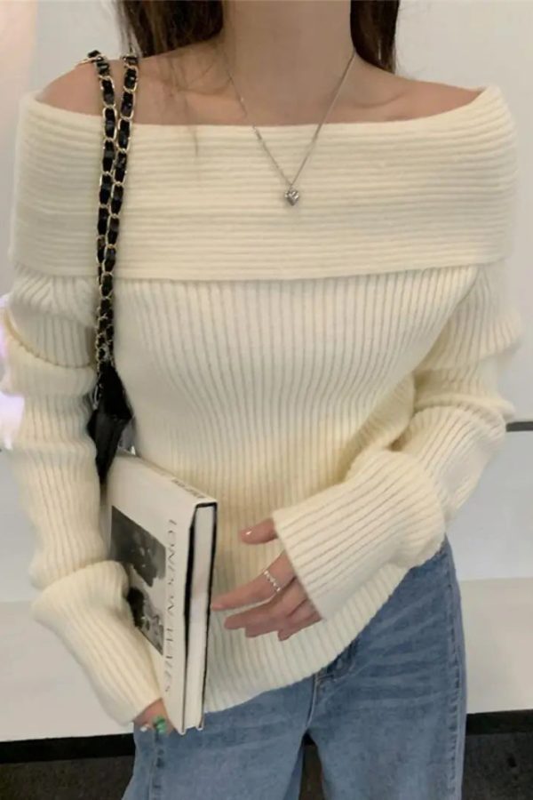 Casual Off Shoulder Knitted Sweater