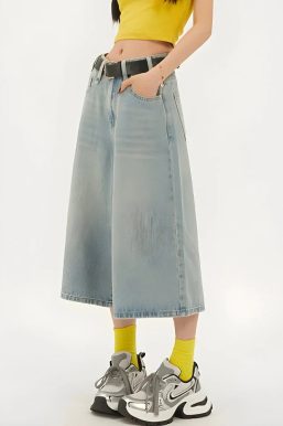 Casual Wide Leg Denim Shorts