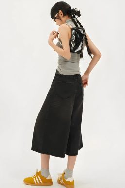 Casual Wide Leg Denim Shorts