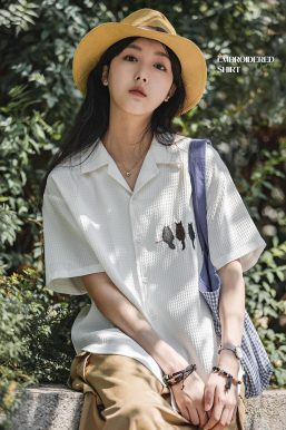 Cat Embroidered Shirt