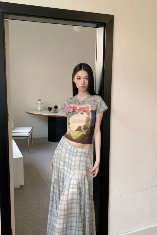 Cat Graphic Sheer Top