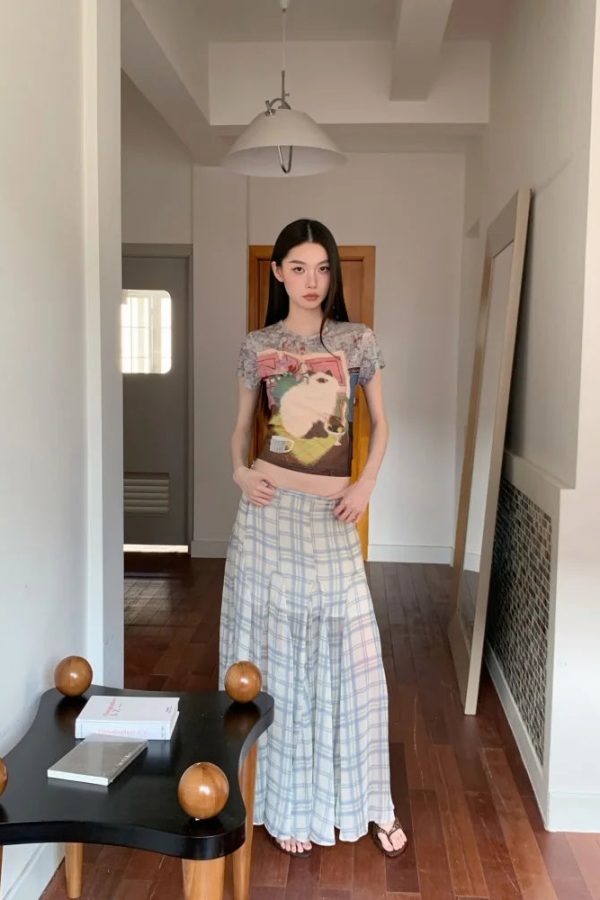 Cat Graphic Sheer Top