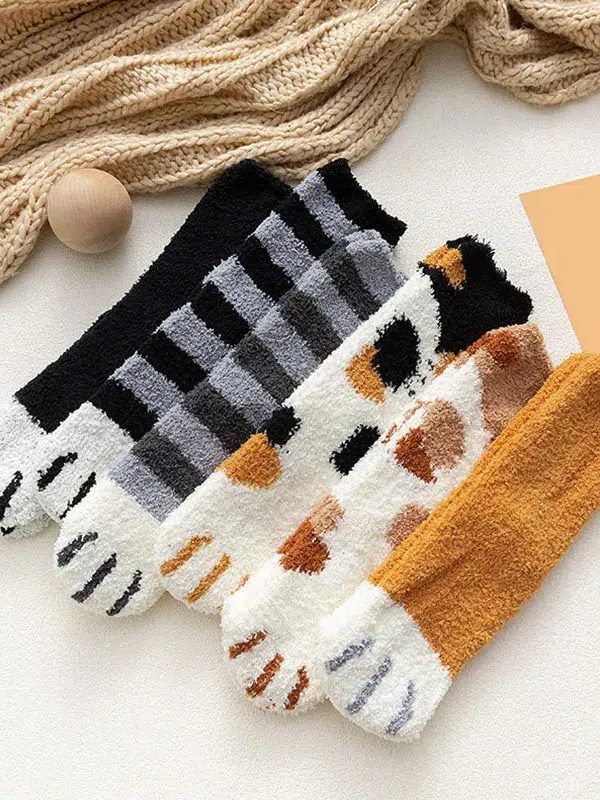 Cat Paw Plush Socks