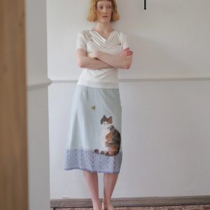 Cat Print Midi Skirt