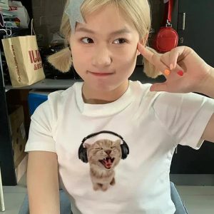 Cat with Earphones Tee