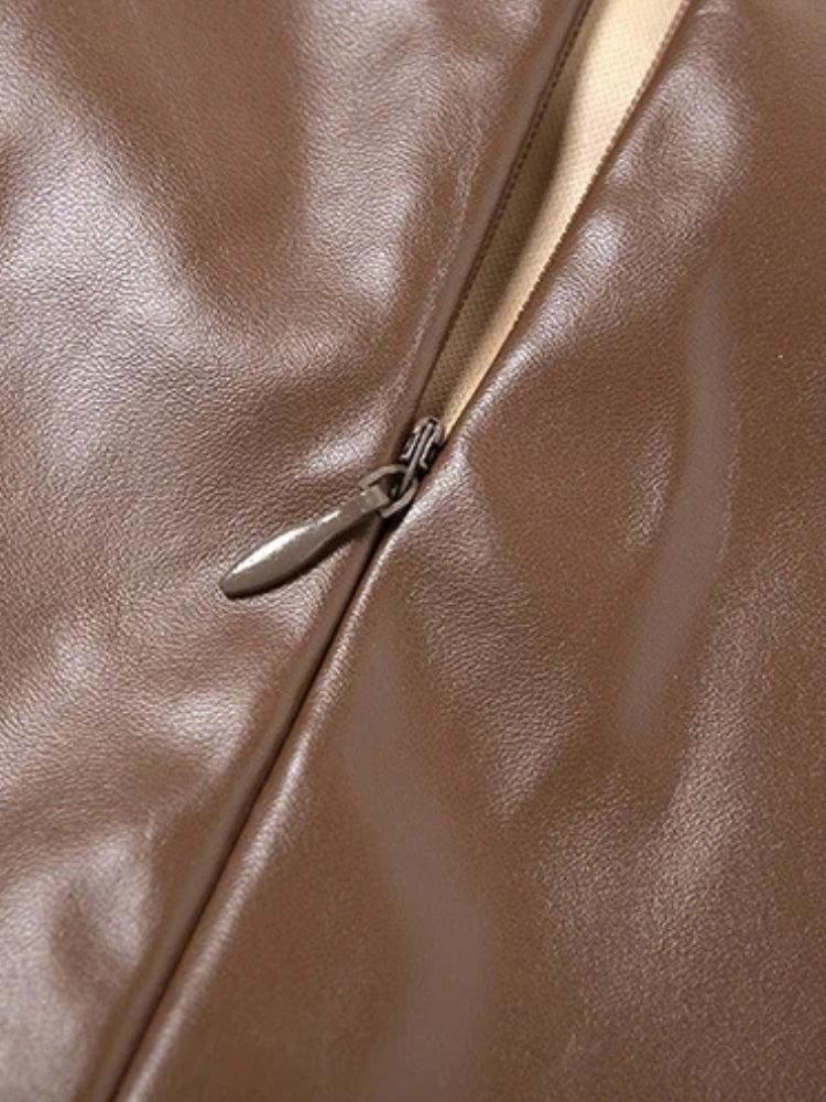 Chain Strap Faux Leather Mini Dress Chain Strap Faux Leather Mini Dress