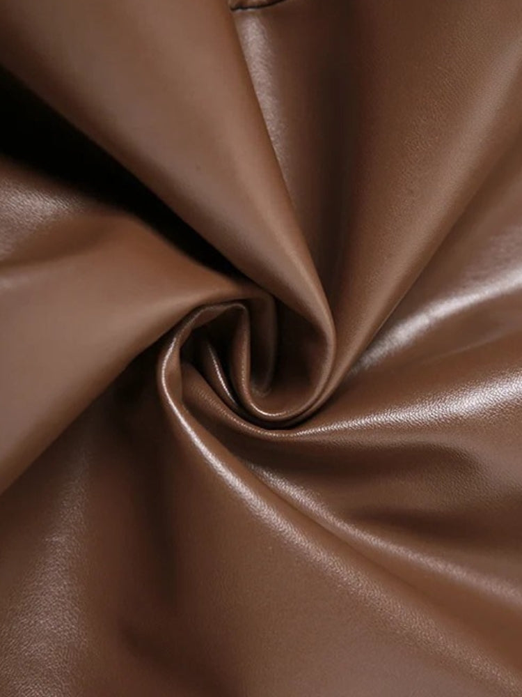 Chain Strap Faux Leather Mini Dress Chain Strap Faux Leather Mini Dress