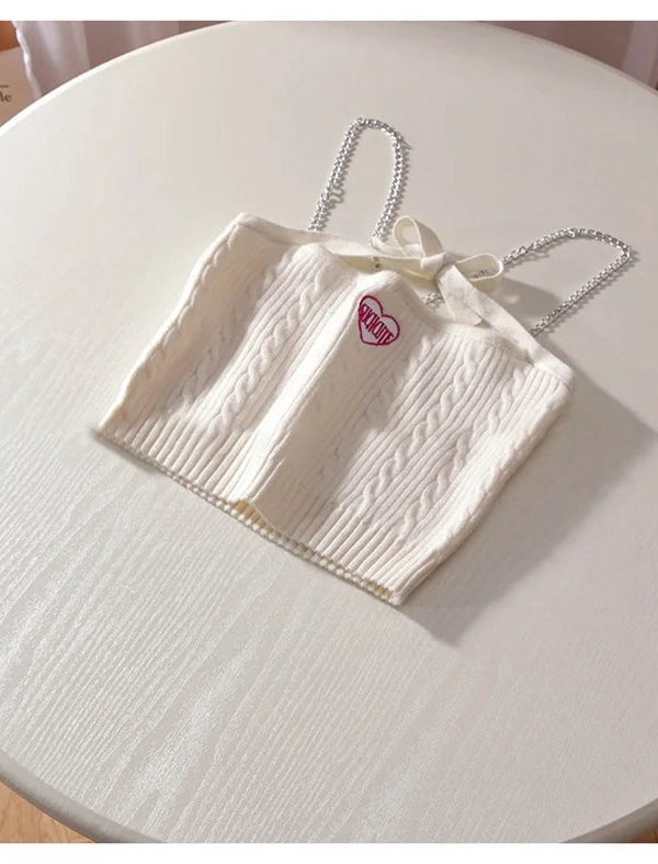 Chain Strap Knitted Crop Top