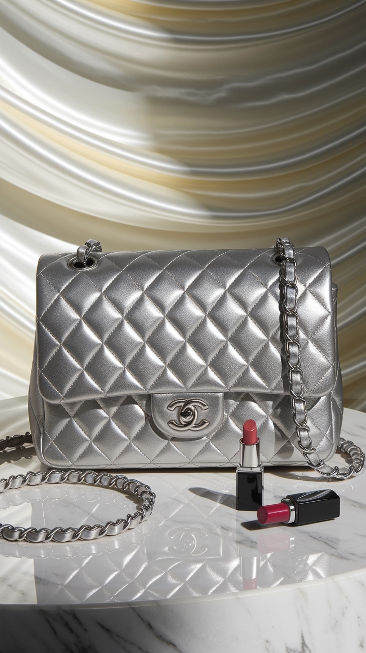 Shining Bright with the Chanel Metallic Silver Bag outfit idea