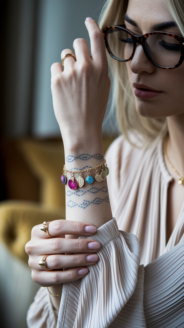 Stylish Charm Bracelet Tattoo for Women You’ll Love outfit idea