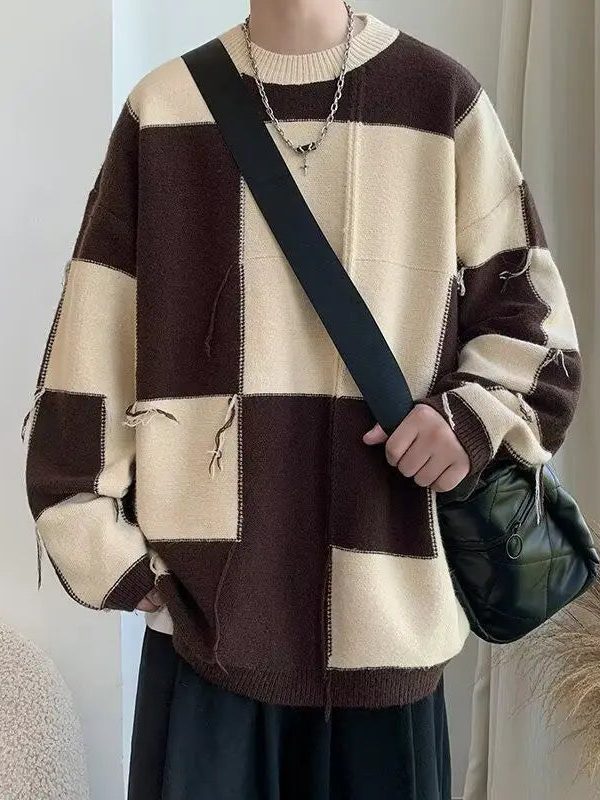 Checkered Knit Sweater