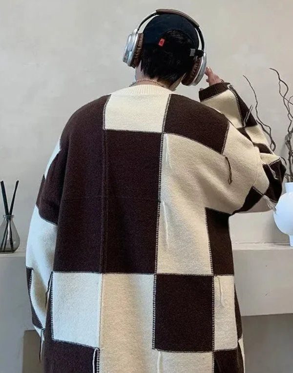 Checkered Knit Sweater