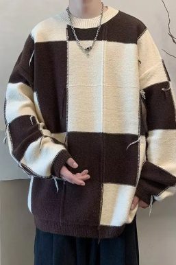 Checkered Knit Sweater