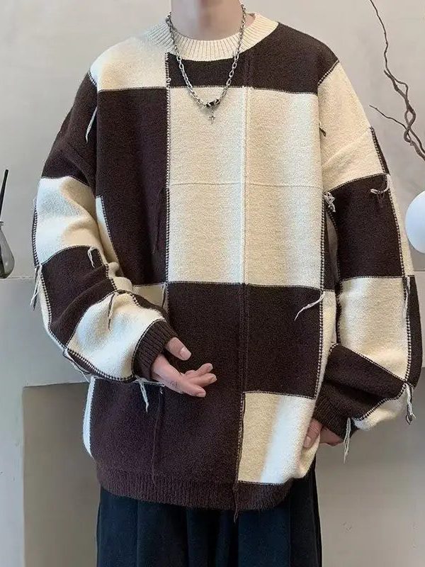 Checkered Knit Sweater