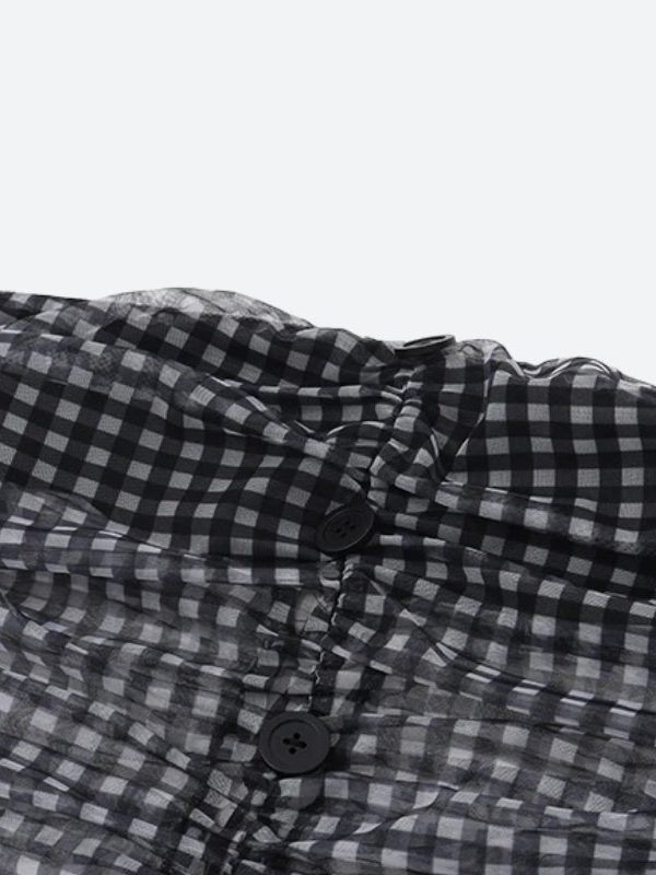 Checkered Strapless Top & Mini Skirt Two Piece Set