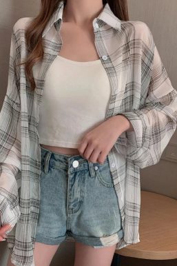 Chiffon Plaid Shirt