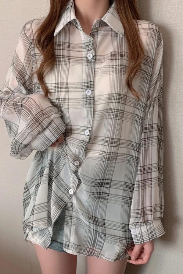 Chiffon Plaid Shirt