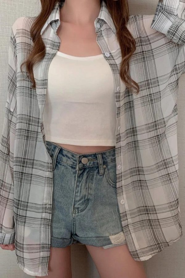Chiffon Plaid Shirt