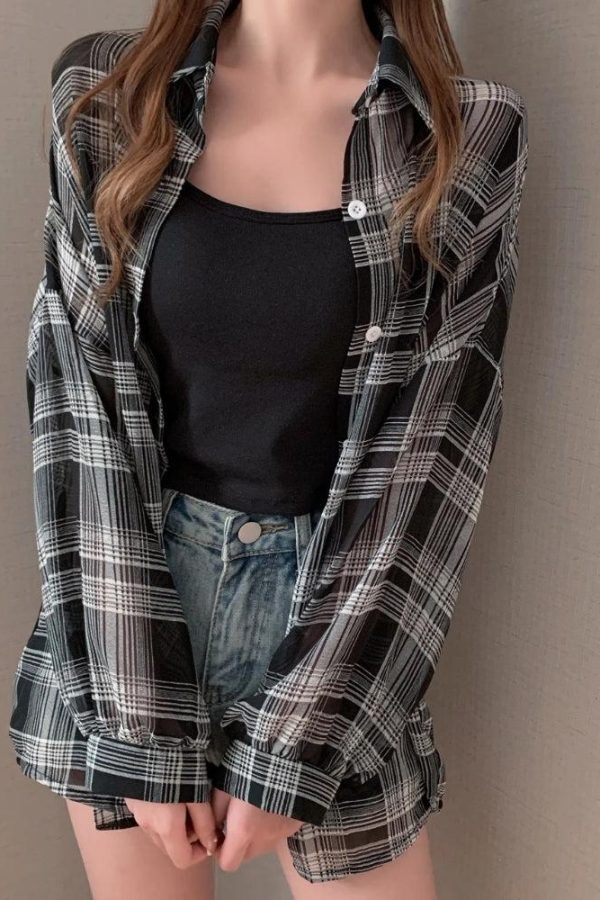 Chiffon Plaid Shirt