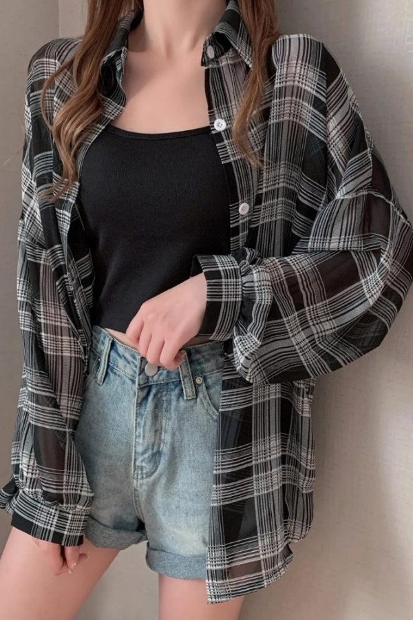 Chiffon Plaid Shirt