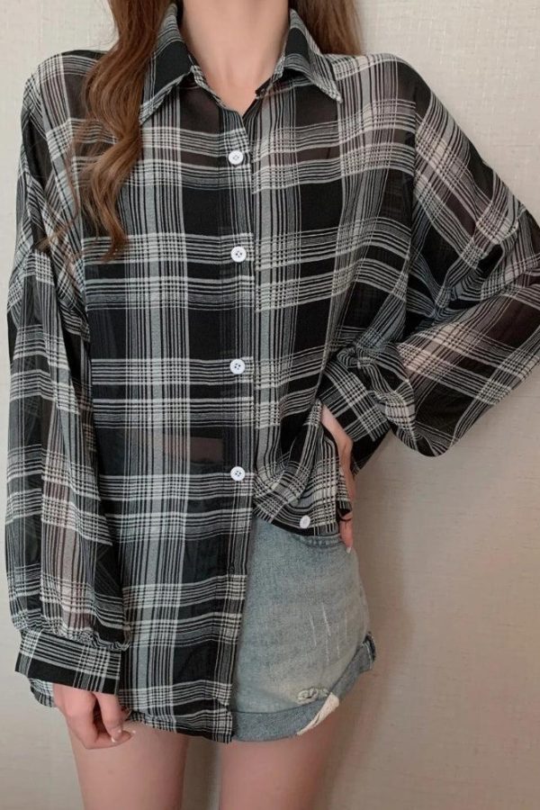 Chiffon Plaid Shirt