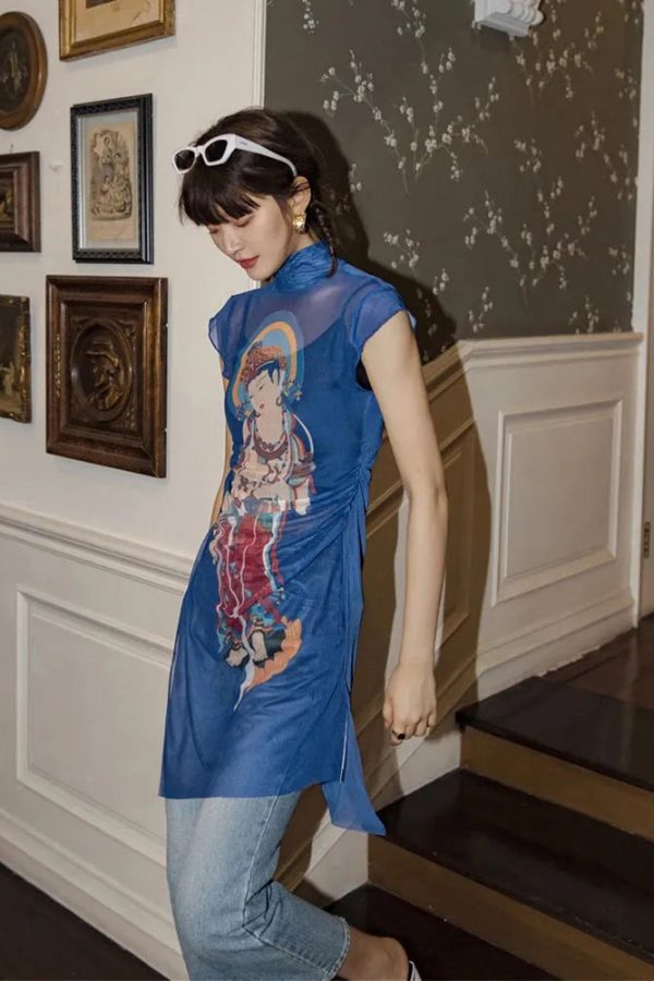 Chinese Woman Mesh Top