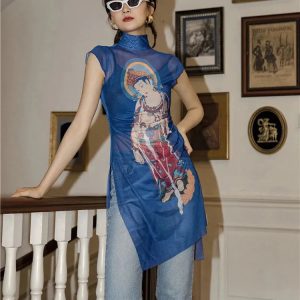 Chinese Woman Mesh Top