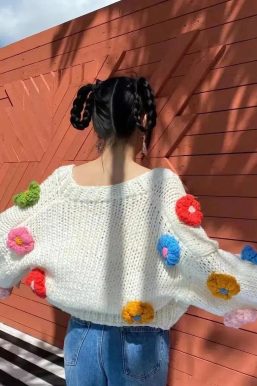 Chunky Colorful Floral Cardigan