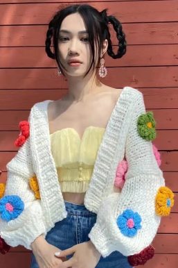 Chunky Colorful Floral Cardigan