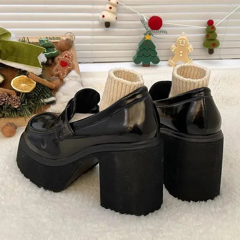 Chunky Platform High Heel Loafer Shoes Chunky Platform High Heel Loafer Shoes