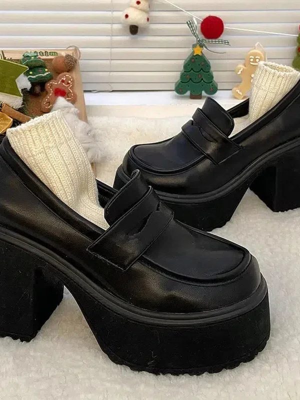 Chunky Platform High Heel Loafer Shoes