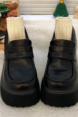 Chunky Platform High Heel Loafer Shoes