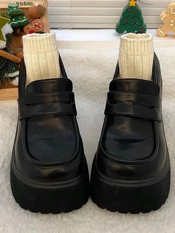Chunky Platform High Heel Loafer Shoes