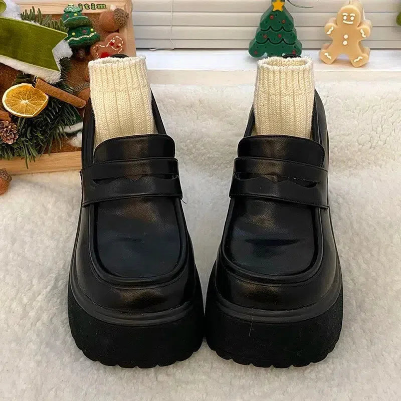 Chunky Platform High Heel Loafer Shoes Chunky Platform High Heel Loafer Shoes