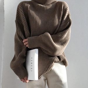 Chunky Turtleneck Knit Sweater