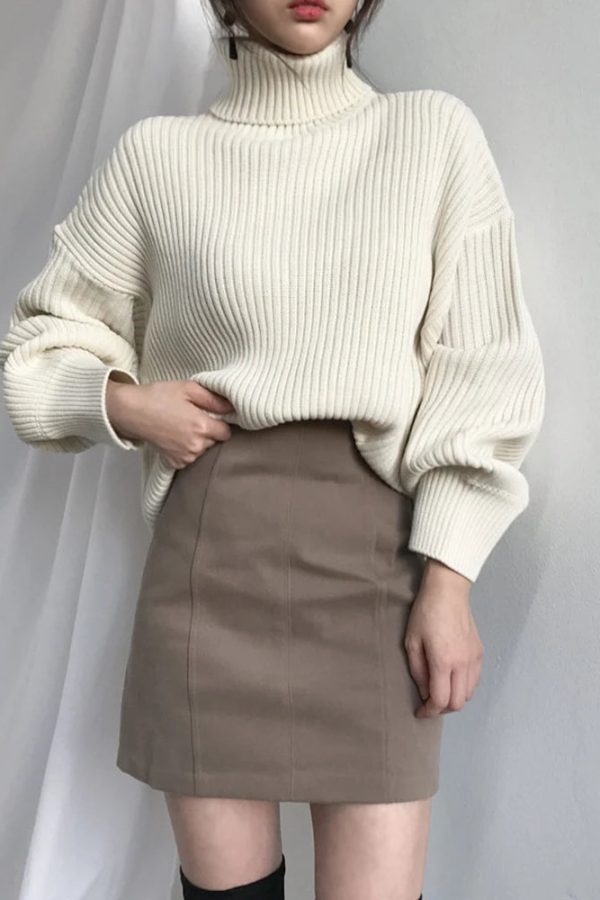 Chunky Turtleneck Knit Sweater