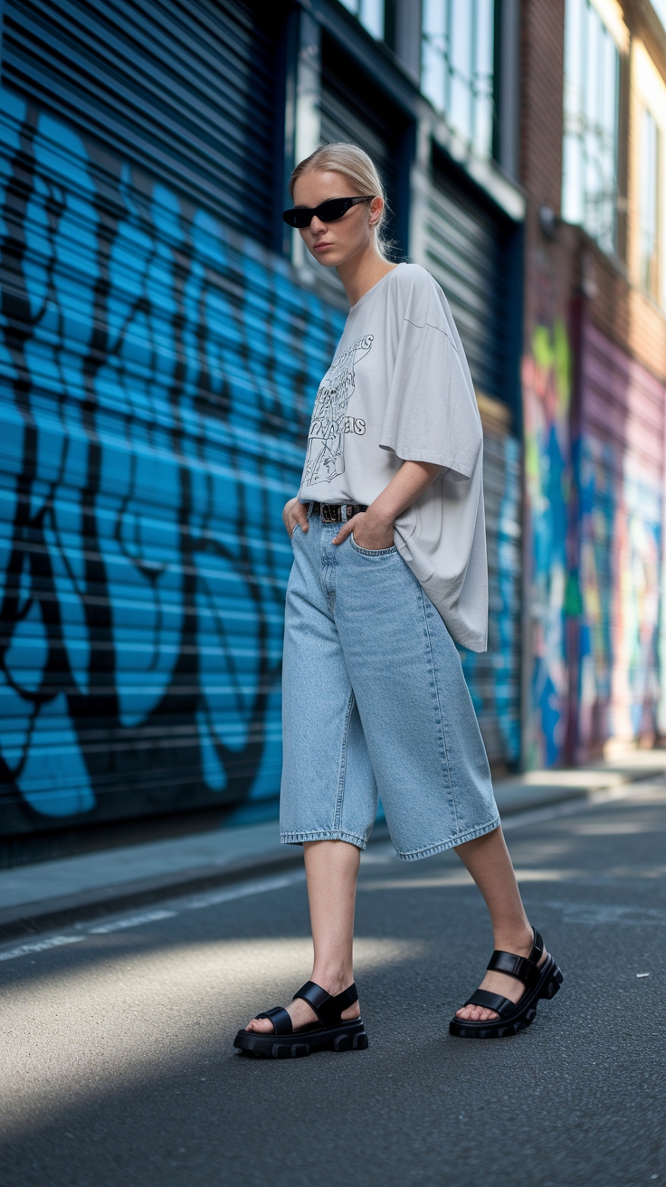 Effortless Chunky Black Sandals Outfit Ideas outfit idea