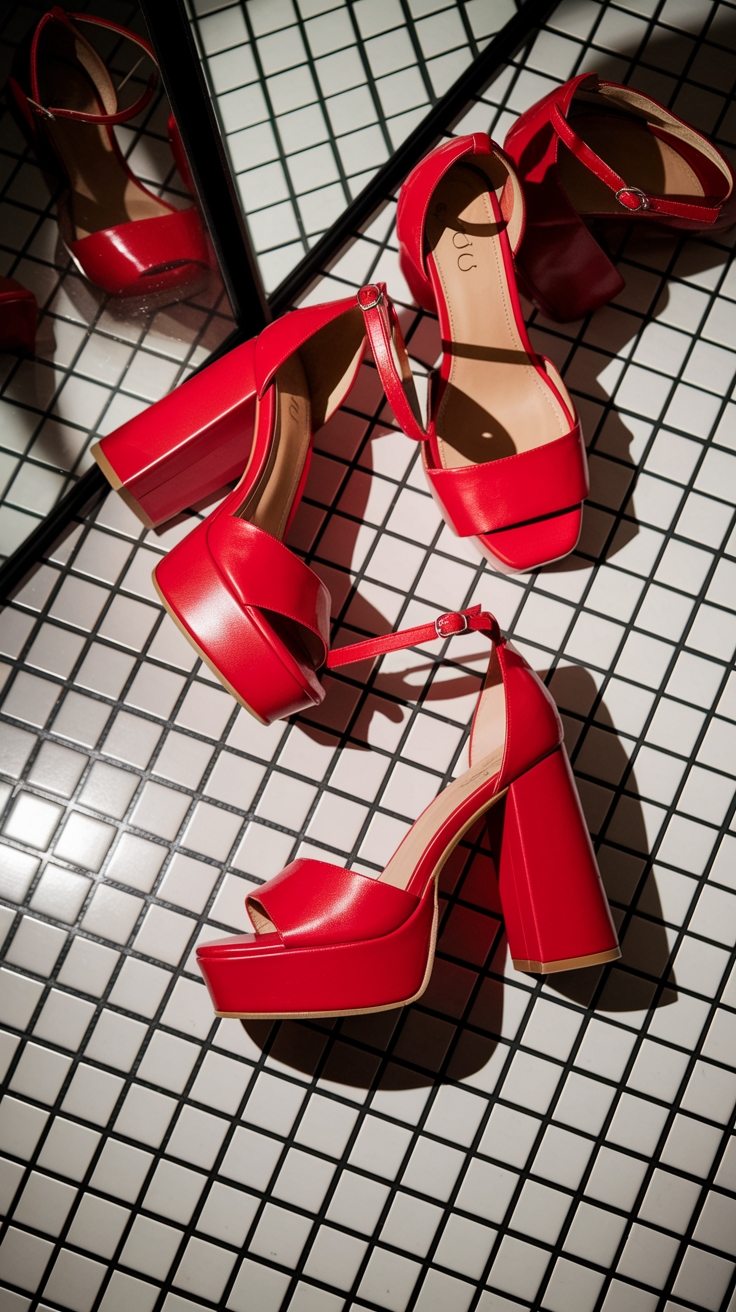 Bold Looks with Chunky Red Heels for Your Outfits outfit idea