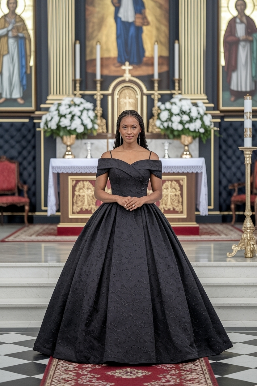6. Elegant Church Outfit Black Women Gown Selections outfit idea