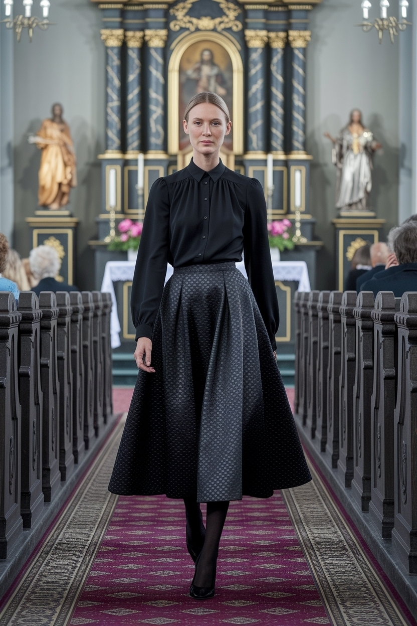 Church Outfit Black Women Silk Skirt: Luxe and Elegant outfit idea