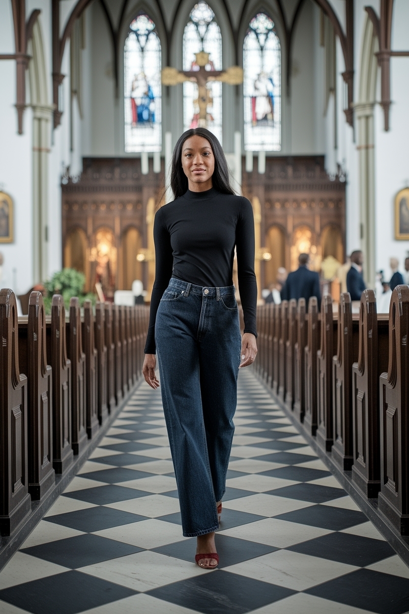 Stylish Church Outfit Jeans Black Women Can Flaunt outfit idea