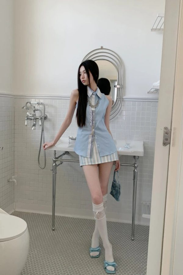 Classic Collar Sleeveless Shirt