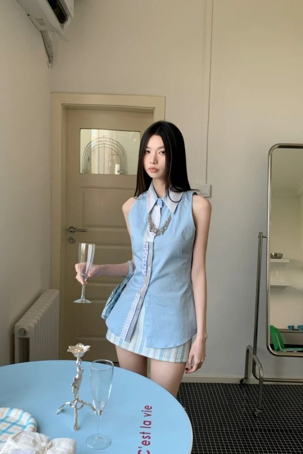 Classic Collar Sleeveless Shirt