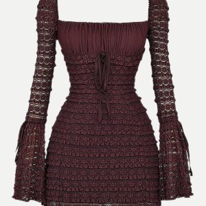 Coffee Ruched Mini Dress