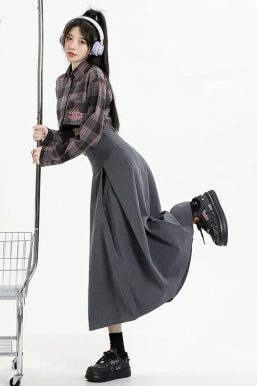 College Girl Pleated A-Line Midi Skirt