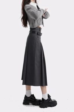 College Girl Pleated Midi Skirt