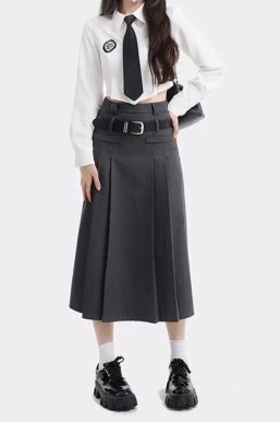 College Girl Pleated Midi Skirt