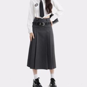 College Girl Pleated Midi Skirt