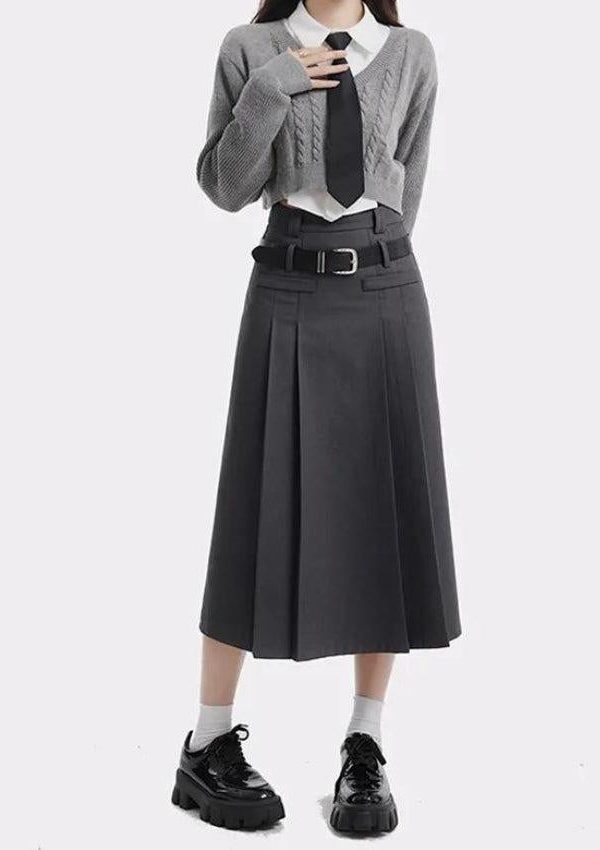 College Girl Pleated Midi Skirt